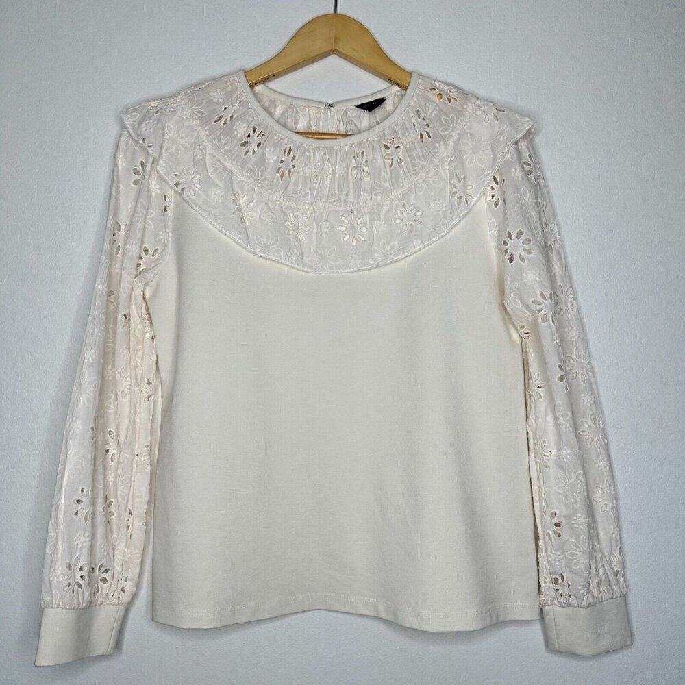 Ann Taylor Cottagecore Top‎ Ruffle Eyelet Size M